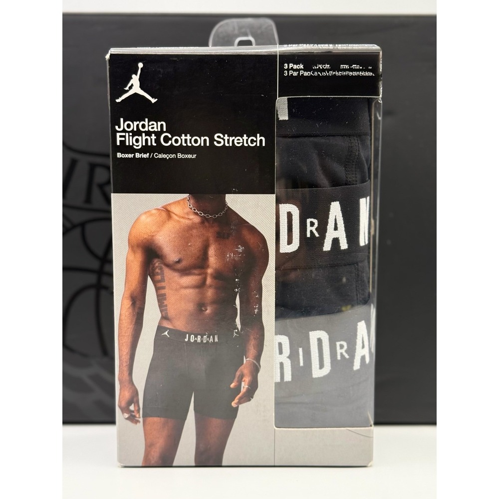 Jordan Flight Cotton Stretch Boxer Briefs 3-Pack Black Mens JM0623-023 Medium